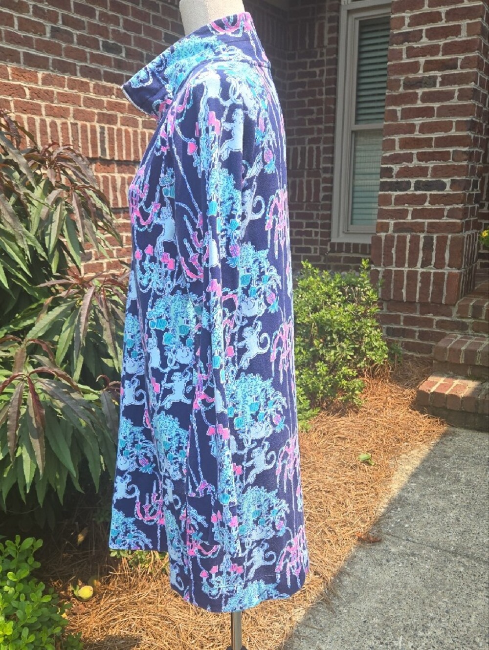 Lilly Pulitzer Navy Blue Printed Zip Tunic Dress with Pink & Aqua Accents - Picture 2 of 11